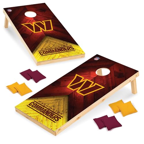 Wild Sports NFL Washington Commanders 2' x 4' Regulation Size Solid Wood Cornhole Set with Direct Print HD Team Graphics