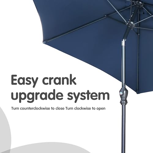 GDY 7.5FT Patio Umbrella Outdoor Table Umbrella,Market Umbrella with Push Button Tilt and Crank for Garden, Lawn, Deck, Backyard & Pool (Navy Blue) - color: Navy Blue, size: Umbrella Only