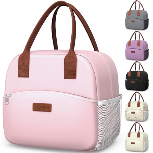 HOTOR Lunch Bag for Women & Men - Wear-Resistant Insulated Lunch Box with Large Capacity, Multi-Functional Cooler Bag for Office, Picnic, Pink, 10L, 10.60" x 5.90" x 9.50" - color: Pink, size: 10L