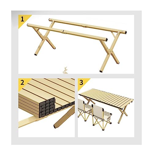 RUANLOV Folding Dining Table Set, Picnic Table Portable with Carry Bag, Folding Camping Table, Roll up Aluminum Table for Outdoor Beach Tailgating (B 120cm with 4 Chairs) - color: B