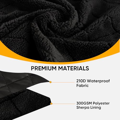 Northroad Waterproof Camping Blanket with Sherpa Lining, Large Windproof Outdoor Blanket for Cold Weather, Light Weight and Warm for Picnic, Stadium, Dog, Concert, 55"x82" (Black, 1PCS) - color: Sherpa Black-300 Gsm, size: 82"x 55"