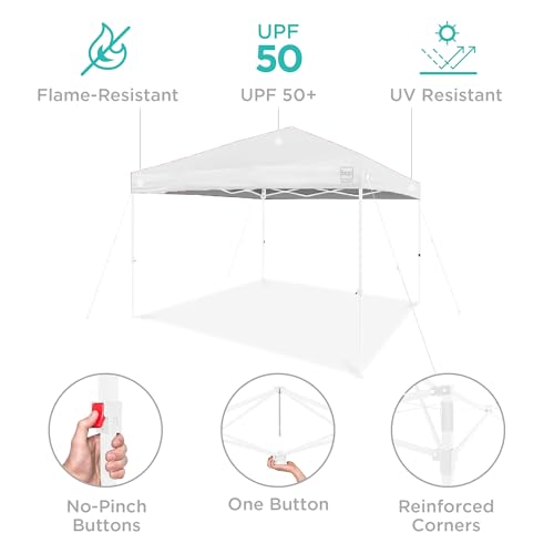 Best Choice Products 10x10ft Pop Up Canopy Tent, Outdoor Shade, 1 Person 1 Minute Set Up, Carry Case, 4 Weight Bags - White/White - color: White/White, size: 10x10ft