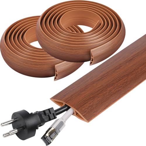 20 FT Floor Cord Cover, Cord Covers for Wires on Floor, Cord Protector, Floor Cable Cover, Hide Extension Cord Covers for Floor, Cable Cavity: 0.47" (W) x 0.29" (H) - Brown - size: Brown-20ft