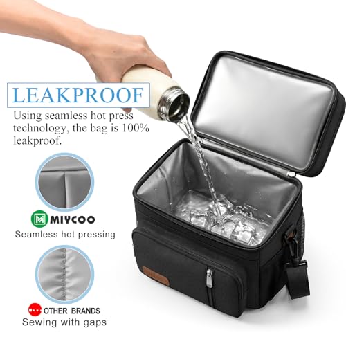 MIYCOO Lunch Bag & Lunch Box for Men Women, Double Deck Leakproof Insulated Soft Large Adult Camping Cooler bag for Work, Beach, Picnic, Travel (Black, 15L) - color: 1 - Black