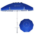 AMMSUN 8 Feet Large Beach Umbrella with Sand Anchor Heavy Duty High Wind Portable Outdoor Umbrellas UV 50+ Protection Air Vent Tilt Patio Garden Pool - color: Blue