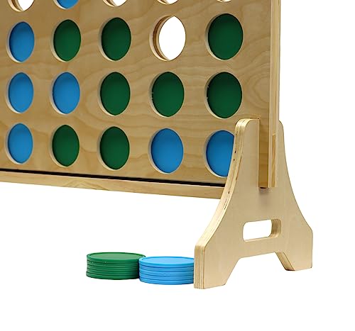 Tailgating Pros Premium Giant Four in a Row with Carrying Case - Jumbo Oversized Outdoor Yard Game - Connect Multiple Pucks in a Row to Win - Many Puck Colors Available! - color: Kelly / Turquoise