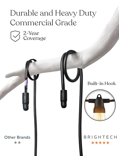 Brightech 48 (42+6) FT Ambience Pro Outdoor Solar String Lights - Bright Remote Control Color Adjustable Solar Light - Commercial Grade, 15 Waterproof LED Bulbs for Patios, Camping, Yard, Outside - color: Super Bright +, size: 48 Feet