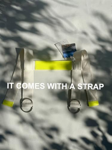 Kids Picnic Blanket, Kids Beach Mat – Medium 4’9” × 3’3” Compact Canvas, Easy to Fold & Carry - color: Creamy White + Neon Yellow Strap, size: 4'9" x 3'3"