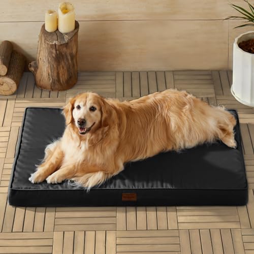 BFPETHOME Outdoor Dog Beds for Large Dogs, Waterproof Dog Bed for Medium, Large, Extra Large Dogs, Orthopedic Pet Bed with Removable Washable Cover, Egg Crate Foam Pet Bed Mat. (36 x 27in, Black) - color: Black, size: 36.0"l X 27.0"w X 3.0"th