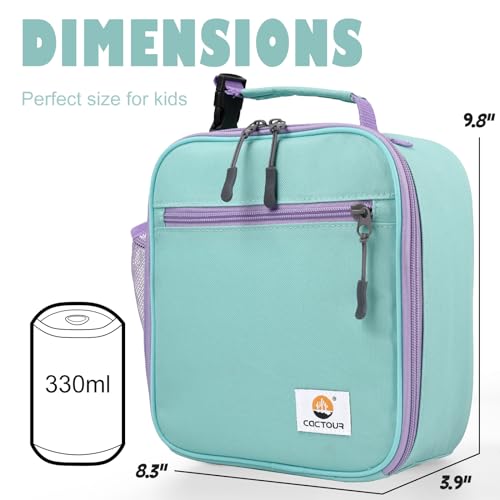 CaCTOUR Lunch Box Kids,2 Packs Insulated Lunch Bag for Girls Boys,Soft Bag Mini Cooler Back to School Thermal Reusable Lunch Bag for Work School Picnic（Light Green & Pink - color: 2pk Light Green+Pink
