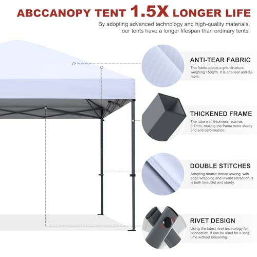 ABCCANOPY 12x12 Pop Up Canopy Tent, Easy Setup Instant Shelter with Wheeled Bag, Heavy Duty Outdoor Canopy for Beach, Market, Backyard, UV Protection, Outdoor Weather Protection (Navy Blue, 12x12) - color: Navy Blue, size: 12x12