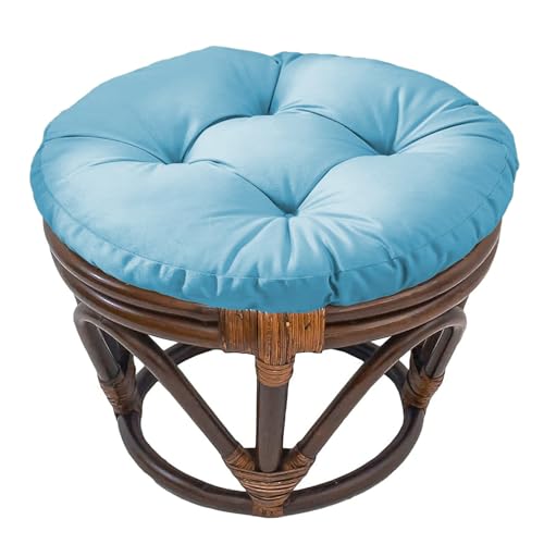 Futon Seat Cushion, Overstuffed Round Tatami Indoor Outdoor Seat Pads Chair Pad, Solid Color Footstool Cushion, not Include Chairs(18inch) (Light Blue) - color: Light Blue