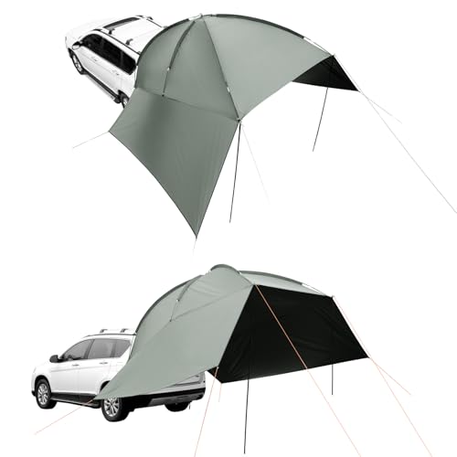 VEVOR Versatility Camping Tent, Auto Canopy Sun Shade UV50+ PU3000mm, Car Tailgate Sun Shelter for Truck Bed, SUV, RV, Van, Trailer and Overlanding, Portable Teardrop Awning Canopy Tear Resistant Tarp - color: ArmyGreen 10X7ft Car Awning