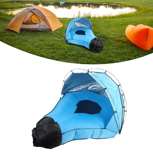 Water Proof Inflatable Lounger Air Sofa with Sunshade – Portable Blow Up Couch Chair for Beach and Outdoor Leisure