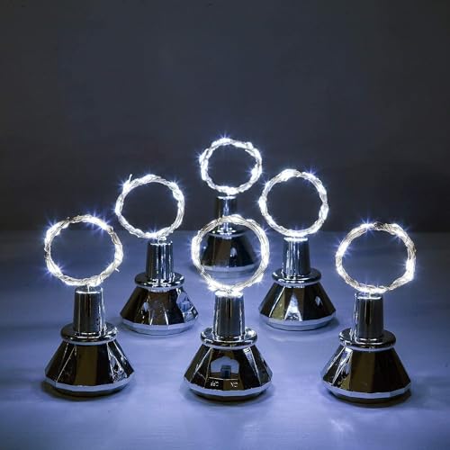 Upgraded 12 Pack Diamond Solar Wine Bottle Lights, 20 LEDs Waterproof Copper Light, Bottle Light Fairy Cork String Lights for Yard Patio Decor, DIY Birthday Gift for Mom Grandma Friend(Cool White) - color: Cool White (Diamond Shaped), size: 12 Pack