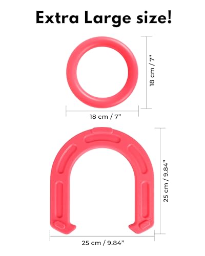 Giant Horseshoe Game Set for Adults and Family – 10" Oversized Lawn Toss Game with Jumbo Horseshoes, Rings, Stakes & Stands – Large Outdoor Yard Game for Backyard, Beach, Camping, Party Fun