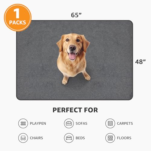 Dog Pee Pad Washable Extra Large, Instant Absorb Thicker Training Pads Non-Slip Pet Playpen Mat, Waterproof Reusable Floor Mat Ideal for Puppy Senior Dog Whelping Incontinence Housebreaking 65x48 Inch - size: 65“x48"