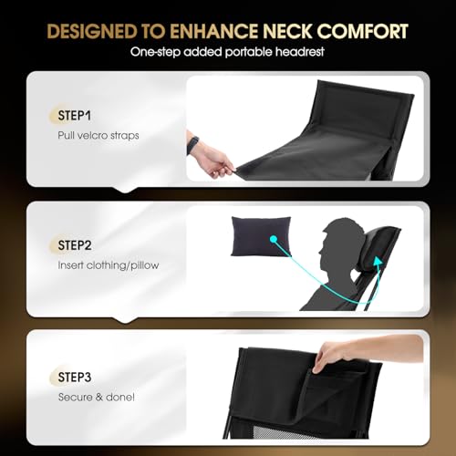 MOON LENCE High Back Folding Camping Chair, 330lbs Portable Compact Chair with Wide Seat & Ergonomic Back Support (Khaki) - color: Khaki, size: Max