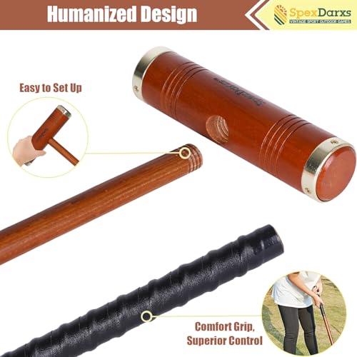 SpexDarxs 35’’Six Player Croquet Set, Deluxe Croquette Kit with Premium Wooden Mallets/Colored/Balls/Wickets/Stakes/Carrying Bag, Classic Outdoor Backyard Lawn Games for Teens Adults Family - color: Mahogany Color