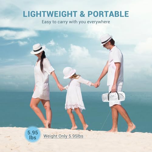 Elegear CumbreX™ Beach Tent Sun Shelter with Canopy, 4-5 Person Pop Up Beach Tent, Easy Setup UPF 50+ UV Protection Portable Lightweight Double Silver Coating Cabana Sun Shade Shelter - Silver - color: Silver, size: 4-5 Person