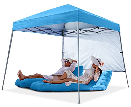 ABCCANOPY Slant Leg Pop Up Canopy Tent,Outdoor Portable Canopy Tent with Backpack Bag for Beach, 10 x 10 ft Base / 8 x 8 ft Top, Sky Blue - color: Sky Blue, size: 10x10