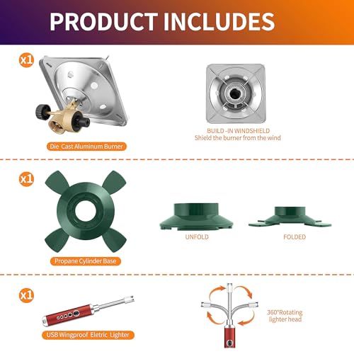 Propane Cylinder Top Stove with Adjustable Burner, 10000BTU Portable Camping/Backpacking Cooker,Camping Stove Propane,Single Burner Propane Stove with a USB Ligther,Camp Gas Stove(Fuel not included) - color: Green