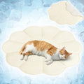 PetAmi Dog Cooling Mat, Flower Shape, Pet Pad with Cooling Nylon & Soft Fleece, Q-Max > 0.4 Reversible All Season Blanket for Dogs & Cats, Small 35x35 in, Beige - color: Beige, size: Small