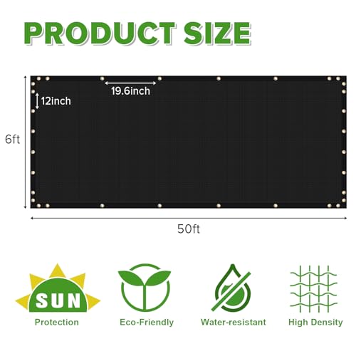6' x 50' Fence Privacy Screen,Privacy Fence Shade Covers - 90% Blockage Heavy Duty Fence Panels for Garden Backyard Outdoor Home Decoration (Black) - color: 6' x 50' Black, size: 6' X 50'