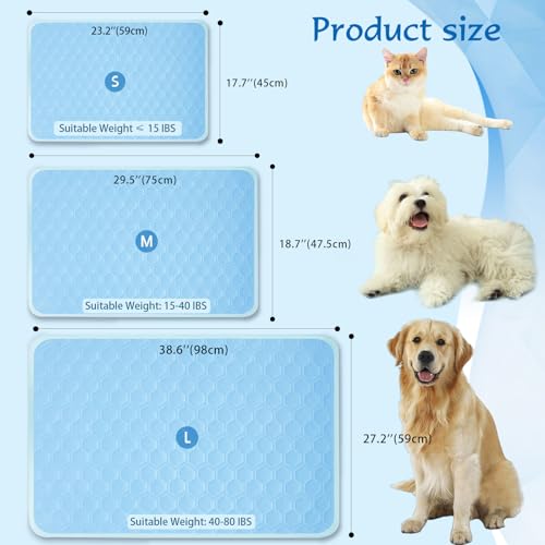 SISROL Cooling Mat for Dogs & Cats, Q-Max>0.5 Arc-Chill Fabric Washable Non-Slip Pet Cooling Pad, Thickened Portable Cooling Bed Mats for Indoor & Outdoor, Small Medium Large Pets - size: Large