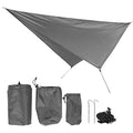 Waterproof Camping Tarp, Camping Cover with Rhombus Pattern, 360x290cm Multifunction Sun Shade Canopy for Beach Hammock Tent, Includes Storage Bag and Wind Ropes (Gray) - color: Gray