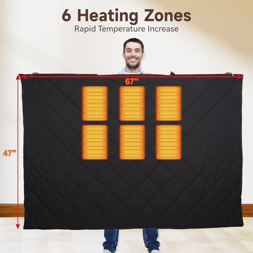 Heated Blanket Outdoors, Battery Operated Heated Throw with 10000mAh Power Bank, Cordless Wearable Electric Blanket & Shawl, 6-Zone Fast Heating for Camping, Hiking, Stadium Events & Travel - color: Charcoal