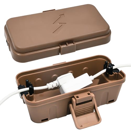 Hrensaw Small Weatherproof Electrical Connection Box(6 x 3.5 x 2.2inch),Outdoor Electrical Box,Waterproof Extension Cord Covers for Plug, Extension Cables, Holiday Lights,Brown - color: Brown, size: Small