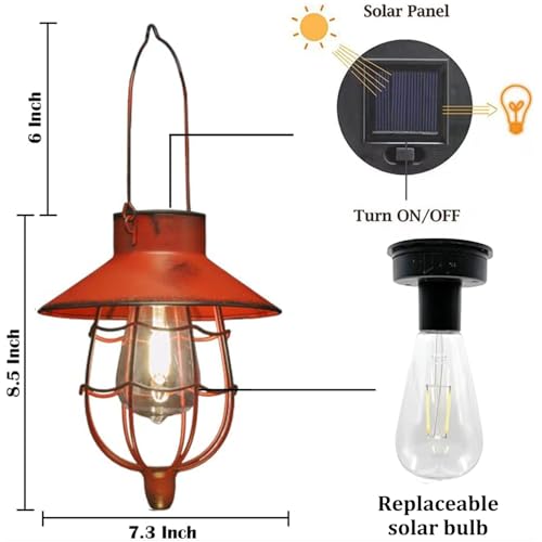 YAKii 2 Pack Solar Lantern Hanging Waterproof Outdoor Metal Solar Lamp with Warm White Light Decorate for Yard Garden Pathway Patio Porch Decor (Red) - style: Red-2pack