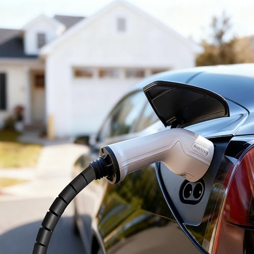 EV Charger Cable Protector, 23FT Electric Car Charger Cable Sleeve,Wear/UV-Proof,EV Charger Cord Protector Flexible/Pet Resistant/Prevents Tread & Door Squeeze