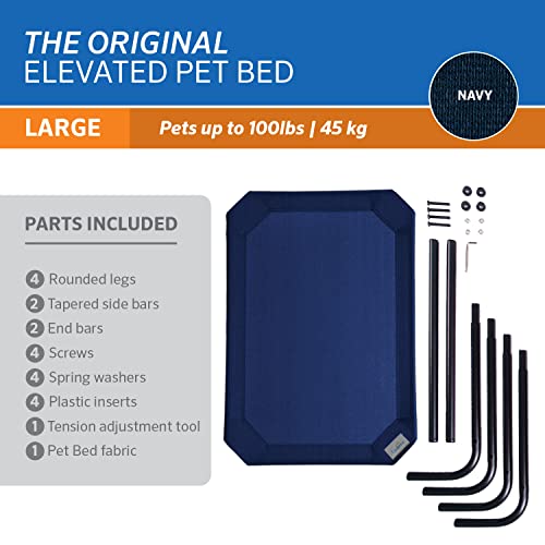 Coolaroo Original Elevated Dog Bed - Breathable Off-The-Ground Pet Bed with Cooling Fabric, Joint Relief & Moisture-Resistant Fabric, 100% Recyclable, Easy Clean, Navy Blue, Large - color: Navy Blue, style: Large Dog Bed