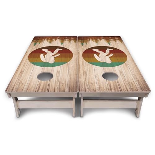 Cornhole Solutions PRO Tournament Cornhole Bundle – Regulation 4 ft x 2 ft Professional Set – ¾″ Baltic Birch Plywood – Folding Legs – UV Printed & Clear Coated – Made in USA - color: Bigfoot Circle