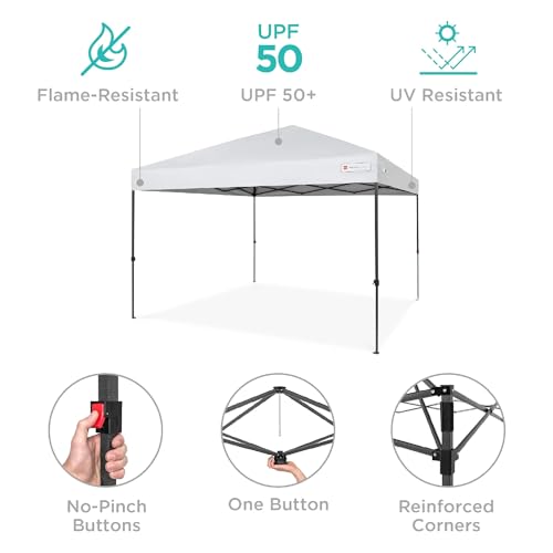 Best Choice Products 10x10ft Pop Up Canopy Tent, Outdoor Shade, 1 Person 1 Minute Set Up, Carry Case, 4 Weight Bags - White - color: White, size: 10x10ft