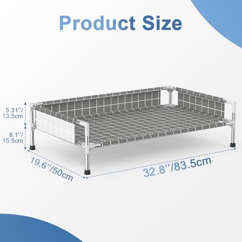 Elevated Dog Bed with 3-Sided Fence - Raised Pet Bed with Non-Slip Feet, Durable Elevated Couch for Small/Medium Dogs, Indoor/Outdoor Use with Easy-Clean Fabric - size: (M-)