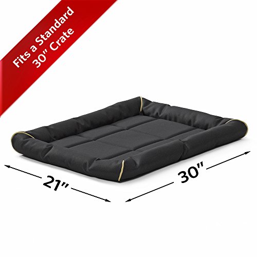 MidWest Homes for Pets Medium QuietTime MAXX Ultra-Rugged Dog Bed, Water & Odor Resistant, Bolstered Edge, Non-Slip Bottom, Fits 30-inch Crates, Black - color: Black, size: 30 Inch