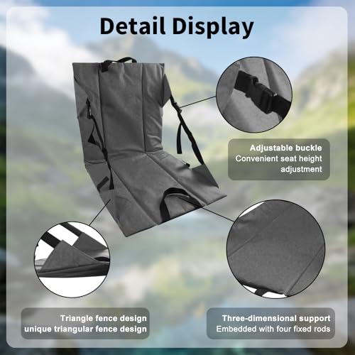 Folding Stadium Seat Cushion with Backrest, Portable Bleacher Pad for Camping, Fishing,15.8'' x 16.5'',Lightweight Chair with Backrest for Outdoor Sports and Concerts (Grey) - color: Grey