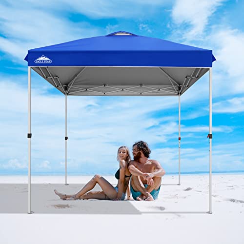EAGLE PEAK Pop Up Canopy Tent with Wheeled Carry Bag, 8 Stakes, 4 Ropes, Easy Set Up Tent Canopy, 8x8 ft, Blue - color: Blue, size: 8x8