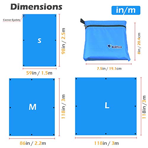 TRIWONDER Hammock Rain Fly Waterproof Tarp Camping Tent Footprint Ground Cloth Backpacking Tarp Camp Shelter Sunshade Mat for Outdoor Hiking Beach Picnic - color: 02 Blue, size: 9.8 x 9.5 ft