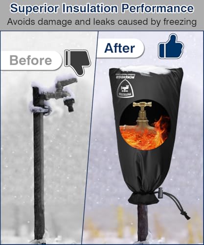 Enlarge Outdoor Faucet Cover for Winter Freeze Protection, 13” W x 25" H Hose Bib Covers Socks for Garden Lawn Faucets & Yard Hydrant, Reusable Long Insulated Spigot Cover, Black, 1 Pack - size: 13"×25"-1