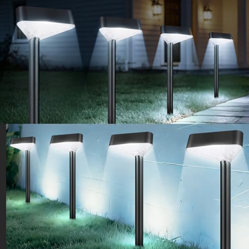 8 Pack Solar Pathway Lights Outdoor, Bright LED Solar Landscape Lights, Waterproof Solar Garden Lights for Yard, Patio, Walkway, Lawn, Driveway(Cold White, 8 Pack) - color: Cold White, size: 8 Pack
