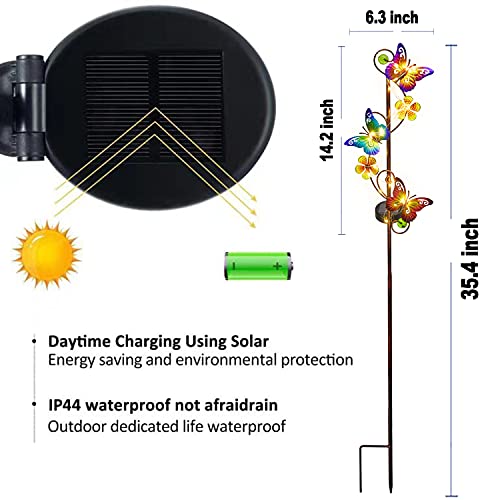 NAN ZAI NAN FANG Butterfly Solar Stake Lights, Waterproof, for Outdoor Decor, Garden,Lawn,Patio or Courtyard, 2 Pack
