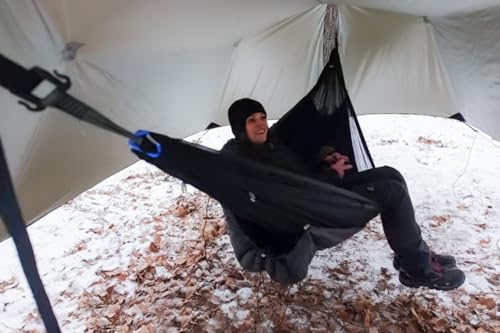 14ft Hammock Rain Fly Lightweight Waterproof Camping Tent Tarp with Doors and Dual Support Poles, Bushcraft Tarp Shelter for Backpacking Hiking Camping - color: Army-2