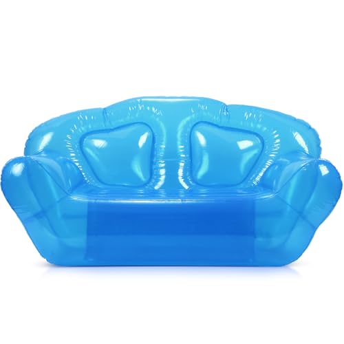 Kigley Inflatable Chair Blow Up Couches Transparent Inflatable Sofa Seat Yard Patio Portable Air Couch Furniture for Outdoor Indoor Camping Beach Room(Double Seat,Blue) - color: Blue