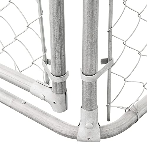 PawHut Outdoor Dog Kennel, Heavy Duty Dog Run Outdoor Fence with Waterproof Cover, Galvanized Chain Link, Secure Lock, 9.8' x 9.8' x 7.7' - size: 118.0"L x 118.0"W x 92.3"H