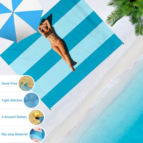 Beach Blanket Waterproof Sandproof Oversized Lightweight 78''×110'' 1-7 Adults Blanket Beach Large Picnic Mat for Travel Camping Hiking Picnic - color: Teal, size: 78''x110''