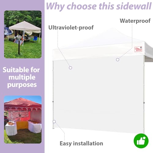 Tradesparker 10x10 Pop Up Canopy Wall with Zipper, 86 inch Height Instant Canopy SunWall Tent Sidewalls for 10x10 Pop Up Tent,1 Pack Sidewall Only,White - color: White, size: 10FT*1